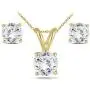 14K Yellow Gold 1 Carat AGS Certified Diamond Pendant and Earring Matching Set