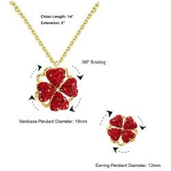 DORAFO Four-Hearts Clover Necklace Fodable and Rotating Simulated Diamond Gold Necklace for Women Girls | Fortune Necklace for Her