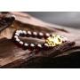 MANRUO Feng Shui The Best Prosperity Red Bead Garnet Bracelet with Golden Pi Xiu/Pi Yao Lucky Wealthy Amulet Brecelet Jewelry