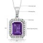 Gem Stone King 925 Sterling Silver Purple Amethyst Pendant Necklace For Women (2.61 Cttw, Gemstone Birthstone, Emerald Cut with 18 Inch Silver Chain)