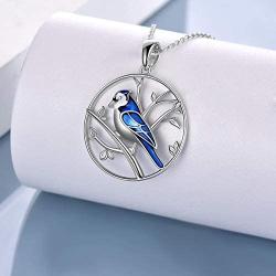 ONEFINITY Blue Jay Necklace 925 Sterling Silver Blue Jay Pendant Necklaces Blue Bird Jewelry for Bird Lover Gifts