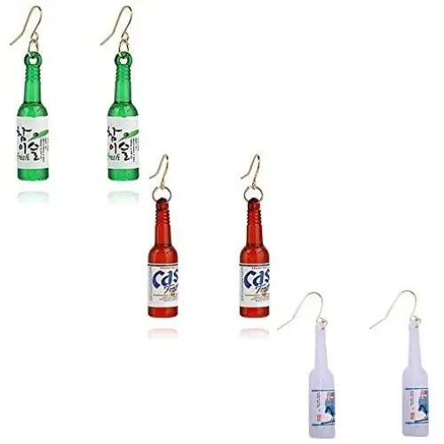 TIANHONGYAN 3 Pairs Creative Funny Resin Beer Bottle Soju Dangle Drop Earrings Set for Women Girls Pub Party Unique Bottle Dangle Earring Jewelry Gifts TIANHONGYAN 3 Pairs Creative Funny Resin Beer Bottle Soju Dangle Drop Earrings Set for Women Girls Pub Party Unique Bottle Dangle Earring Jewelry Gifts