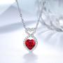 Mothers Day Birthday Gifts for mom Double Hearts Forever Love Infinity Jewelry April Simulated Diamond Birthstones Emerald Peridont and more stones Necklace for Wife Sterling Silver