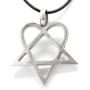 Trilogy Jewelry Pewter Heartagram HIM Pentagram and Heart Pendant on Leather Necklace