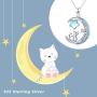 TRISHULA Moon and Sun Necklace for Women,Cat Moon S925 Sterling Silver Rainbow Moonstone Pendant Forever Love Sparkling Crescent Jewelry Gift for Women Girls,Teen