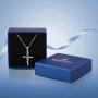 EUDORA Sterling Silver''God Bless'' Vintage Christian Rose Cross Pendant Necklace Jewelry Gift for Women,18''