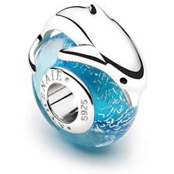 ATHENAIE Italian Murano Glass 925 Sterling Silver Summer Beach Dolphin Rainbow Anchor Sea Charms Beads for Bracelet