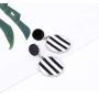 JUESJ Black White Striped Dangle Earrings - Retro Cute Striped Ball Checkered Circle Tag Pendant Earrings