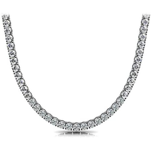 Unisex Sterling Silver 4mm Cubic Zirconia Tennis Necklace Available in 16''-36'' …