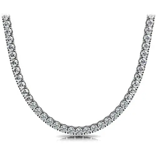 Unisex Sterling Silver 4mm Cubic Zirconia Tennis Necklace Available in 16''-36'' …