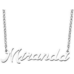 LoEnMe Jewelry Miranda Name Necklace Custom Personalized in Silver Plate Gift for Women Girls Couple