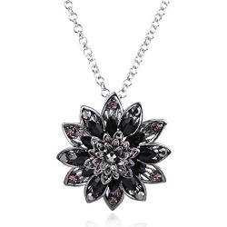 Black Dahlia Necklace,Crystal Jewelry Flower Pendant for Women Gift Custume Accessory