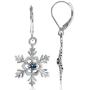 Silvershake Petite Genuine London Blue Topaz 925 Sterling Silver Snowflake Leverback Dangle Earrings-Petite Stone