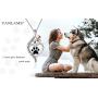 VANLAMS Womens 925 Sterling Silver Bone Love Heart Dog Paw Print Pendant Necklace I Love You Forever and Ever, Gifts for Dog Owner