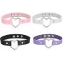 FIBO STEEL 1-4 Pcs Womens Mens Leather Necklace Choker Necklace Heart Punk Goth Emo Style Adjustable