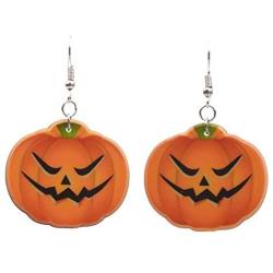 TULIP LY Silver Plated Cute Halloween Orange Pumpkin Drop Earrings Emoji Smiling Face Charm Dangle Earring Autumn Thanksgiving Jewelry