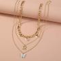 S SNUOY Gold Layered Butterfly Choker Necklace for Women Fashion Butterfly Turcos Pendant Love Chain Jewelry