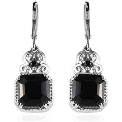 Shop LC Stainless Steel Black Tourmaline Black Spinel Lever Back Dangle Drop Earrings Fashion Prom Jewelry for Women Mothers Day Gifts Ct 7.13