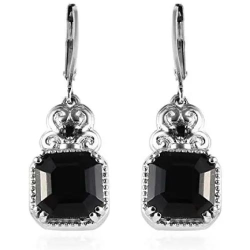 Shop LC Stainless Steel Black Tourmaline Black Spinel Lever Back Dangle Drop Earrings Fashion Prom Jewelry for Women Mothers Day Gifts Ct 7.13