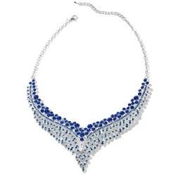 Shop LC Wedding Bridal Crystal Earrings Statement Bib Necklace Jewelry Set for Women Mothers Day Gifts 20'' Cttw 49.2 (White/Red/Blue/Green/Pink)