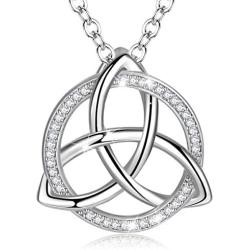 LOOVE Celtic Necklace for Women, Celtic Knot Necklace Sterling Silver Triquetra Pendant Good Luck Jewelry with 18'' Chain, Irish Gifts for Her
