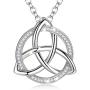 LOOVE Celtic Necklace for Women, Celtic Knot Necklace Sterling Silver Triquetra Pendant Good Luck Jewelry with 18'' Chain, Irish Gifts for Her