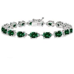 Sterling Silver Genuine, Created or Simulated Gemstone 7x5mm Oval Classic Link Tennis Bracelet