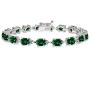 Sterling Silver Genuine, Created or Simulated Gemstone 7x5mm Oval Classic Link Tennis Bracelet