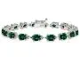Sterling Silver Genuine, Created or Simulated Gemstone 7x5mm Oval Classic Link Tennis Bracelet