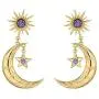 Alloy diamond long earrings，Crescent Moon & Star Dangle Earrings Star Jewelry for Women