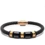 Stainless Steel Sracelet Mens Bracelet Leather with Golden Magnetic Clasp