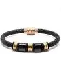 Stainless Steel Sracelet Mens Bracelet Leather with Golden Magnetic Clasp Stainless Steel Sracelet Mens Bracelet Leather with Golden Magnetic Clasp
