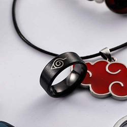 5 Pcs Set Anime Naruto Jewelry Gift Konoha Keychain,Ring,Itachi Lanyard,Sharingan Bracelet,Necklace