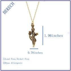 BEKECH Outlander Inspired Gift Sassenach with Sword Poppies Pendant Necklace Sassenach Sword Jewelry Gift for Outlander Lovers Cosplay Gift for Women Men