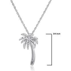 Amanda Rose Collection Sterling Silver Diamond Palm Tree Pendant-Necklace on an 18 inch Chain