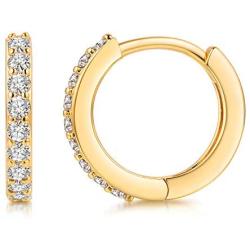 Kainier Mini Hoop Earrings 18K Gold Plated Cubic Zirconia Ear Cuff Earrings Huggie Hoop Cartilage Earring Hypoallergenic Jewelry for Women and Girls Rose/Gold