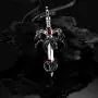 AILIN Cross Sword Dragon Necklace Copper Silver/Gold Color Custom January February to December Birthstone Pendant Gothic Jewelry Valentines Day Birthday Gifts for Women Men Boys Father