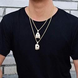 Plumiss Initial Letter Pendant Necklace Mens Womens Capital Letter A-Z 14K Gold Long Necklace