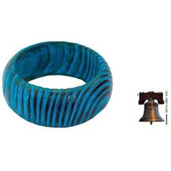 NOVICA Turquoise Blue Wide Mango Wood Bangle Bracelet Hand Painted Ocean Empress, 7.75''