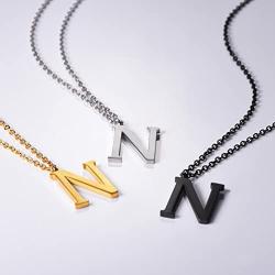 PROSTEEL Stainless Steel/Sterling Silver Initial Name Necklace, A to Z Initial Letter Personalized Necklaces for Men Women, Gold/Silver/Black Tone, 16''/20'' Adjustable, Come Gift Box