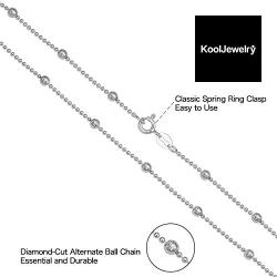 Kooljewelry Sterling Silver Bead Ball Station Necklace (16, 18, 20, 22, 24, 30 or 36 inch)