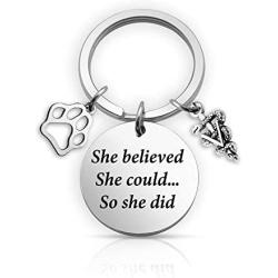 Eigso Vet Tech Gift She Believed She Could So She Did Veterinarian Keychain Veterinarian Graduation Gift Appreciation Gift(she Believe Vet KR)