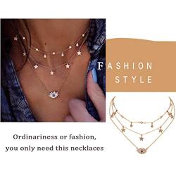 Edary Layered Necklaces Gold Choker with Evil Eye Rhinestone and Star Jewelry for Women and Girls