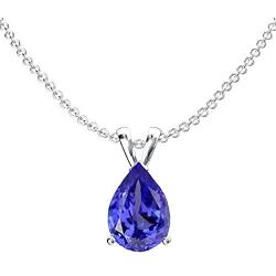 Dazzlingrock Collection 14K 9x7 mm Pear Cut Ladies Solitaire Teardrop Pendant (Silver Chain Included), White Gold