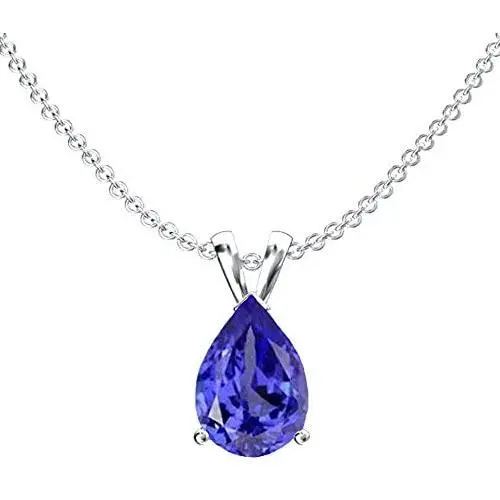 Dazzlingrock Collection 14K 9x7 mm Pear Cut Ladies Solitaire Teardrop Pendant (Silver Chain Included), White Gold Dazzlingrock Collection 14K 9x7 mm Pear Cut Ladies Solitaire Teardrop Pendant (Silver Chain Included), White Gold