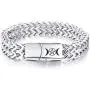VNOX Wiccan Triple Moon Stainless Steel Biker Franco Link Curb Chain Magnetic Clasp Bracelet for Unisex,2 Color