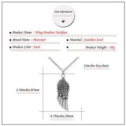 Heavstjer Punk Stainless Steel Feather Pendant Necklace,24inches Wheat Chain
