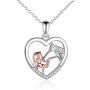 YFN Horse Pendant Necklace Sterling Silver Girls with Horse Gift For Women Girls (Horse with Girl Necklace) (Rose Girls with Horse Necklace)