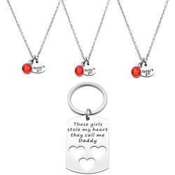 Beeshion Daddy Daughter Gifts Theres This Girl Who Stole My Heart She Calls Me Daddy Keychain & Necklace Set Father Daughter Jewelry