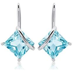 7mm Princess Cut Gemstone Drop Earrings in Sterling Silver